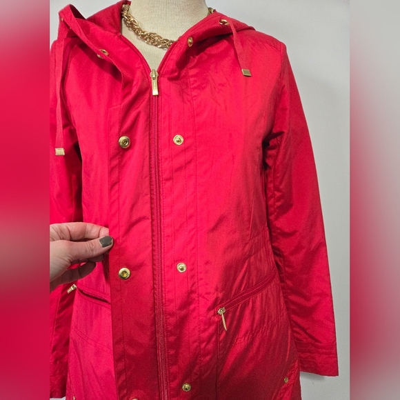 Cole Haan Red Hooded Quilt Lined Jacket. Size XS - Picture 7 of 13